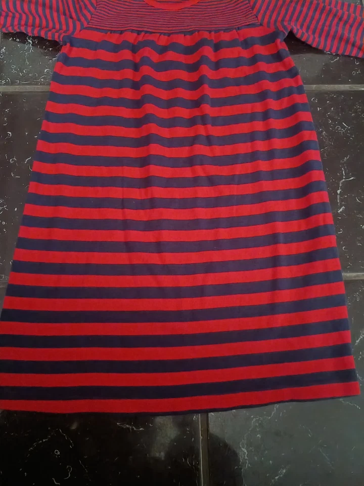 Vestido Camisa Pullover Hanna Anderson American Girl Rojo y Azul a Rayas Talla 130 Foto 4 de 4