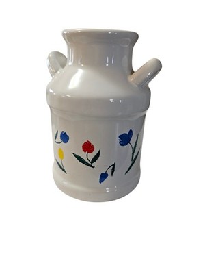 Vintage 80's Ceramic Milk Urn, Tulip Flower Pattern, Home Decor