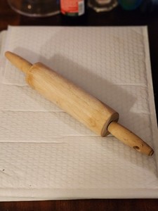 J286.  Vintage Wood Rolling Pin Baking Cooking 14 in. Length 7 in. Center Roller