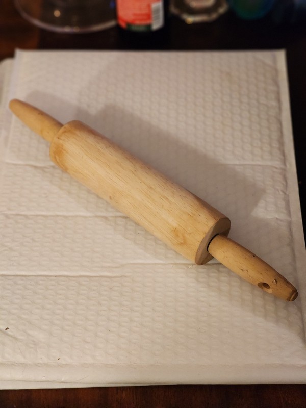 J286.  Vintage Wood Rolling Pin Baking Cooking 14 in. Length 7 in. Center Roller