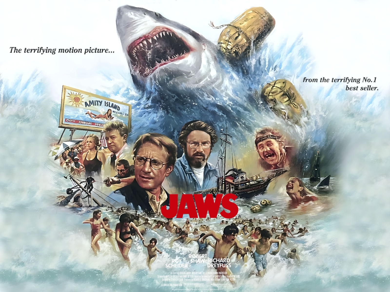 JAWS 1975  quad poster print 30x40