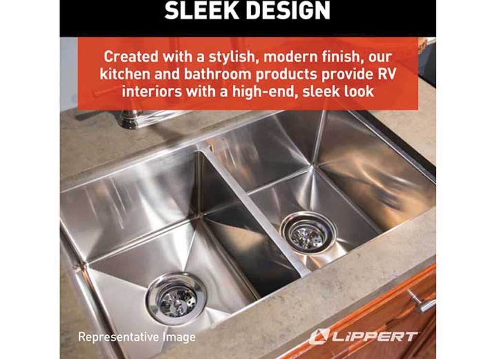 Lippert 808488 25" x 17" Double Bowl Sink - Stainless Steel Color