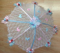 32 White Lace Baby Shower Umbrella Pink & Blue 32 White Lace Baby Shower Umbrella Pink & Blue