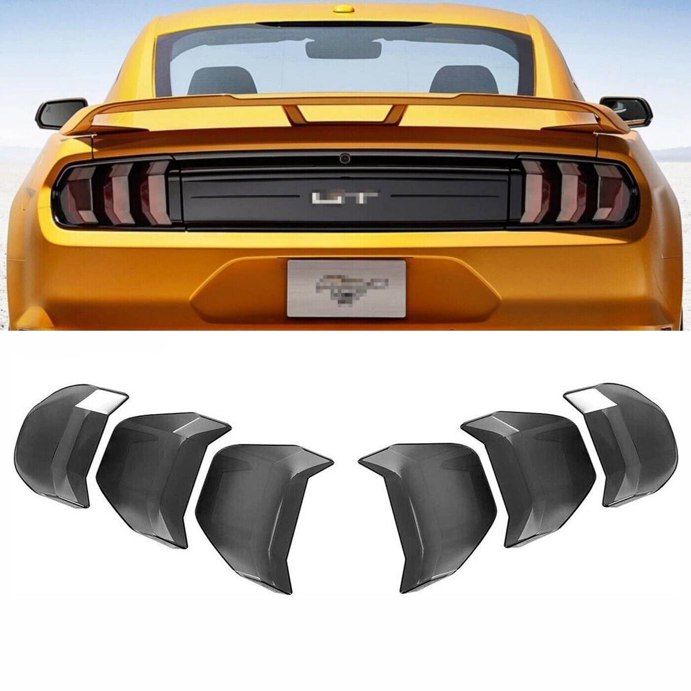6PCS Smoked Tail Light Lamp Cover Guard Trim For Ford Mustang 18-2022 Black