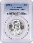 1953-D Franklin Silver Half Dollar Obverse Die Clash FS-402 MS64 PCGS