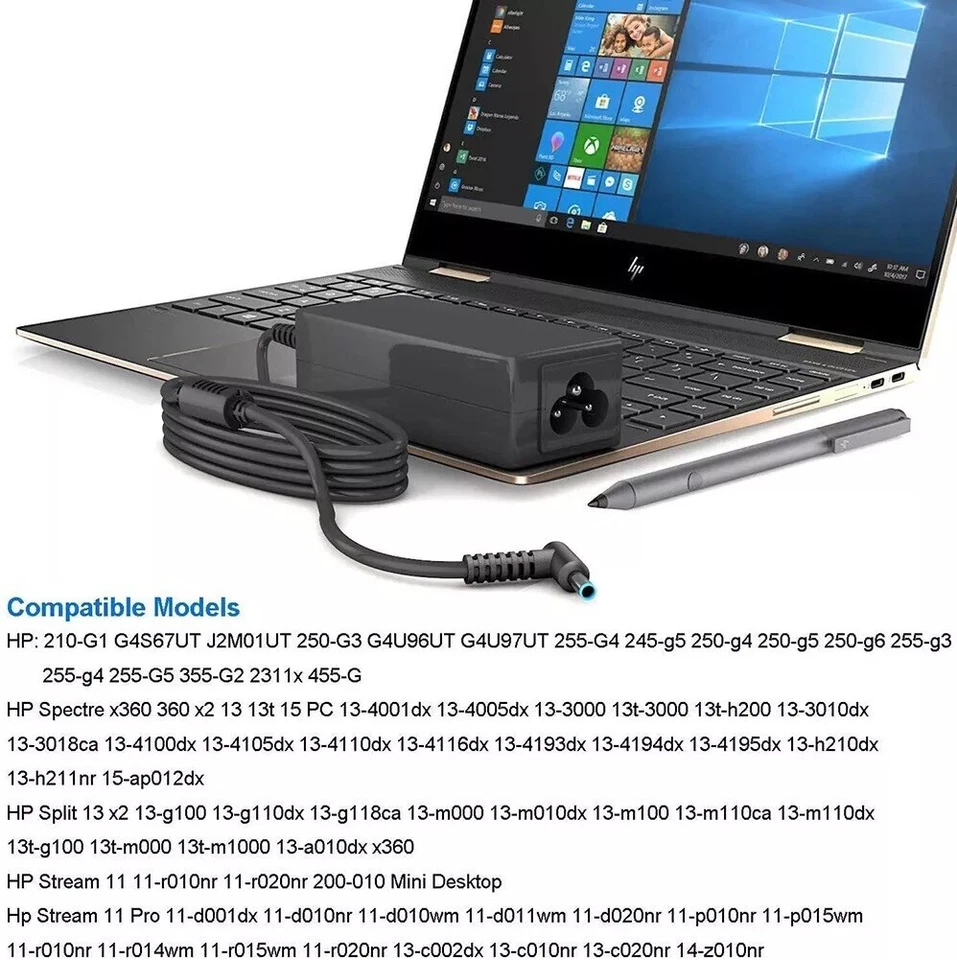 65W Charger For HP Stream 11 13 14 X2 ProBook 430 440 G3 G4 Envy 13 15 17 Replac - Image 4 of 4