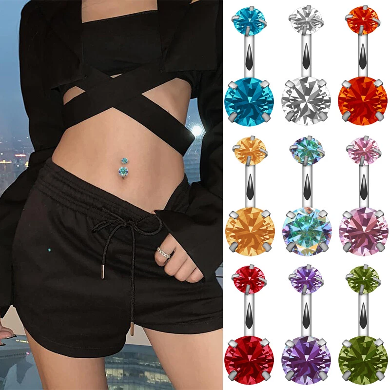 Surgical Stainless Steel Crystal Inlaid Heart Tassel Belly Piercing Na –  ArtGalleryZen