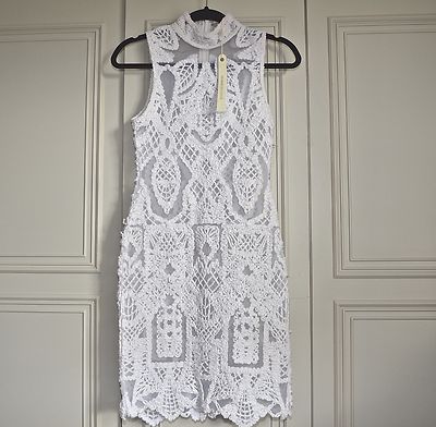 1042 Jonathan Simkhai Tower Lace sheered embroidered white mini dress US 4/  UK8 | eBay