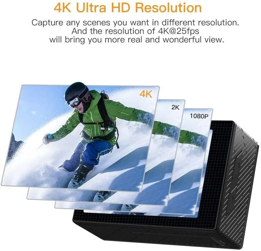 FHD 4K Action Camera 20MP, Built-in WiFi, Remote Control & 20 Accessories Kit - Image 4 of 4