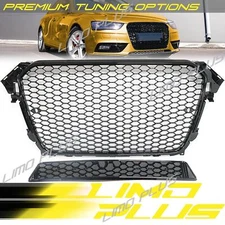 For Audi A4 B8.5 RS4 S4 2013-2016 Front Bumper Henycomb Gloss Black Grill Grille