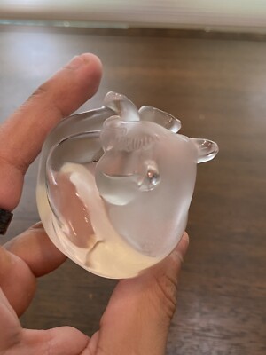 STUNNING LALIQUE Crystal Sitting Panda Figurine W/LABEL SIGNED