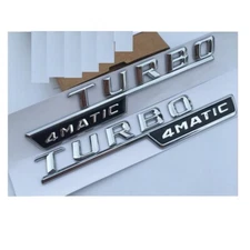 1pair Chrome TURBO 4MATIC Letters Fender Emblems Badge Symbols for Mercedes Benz
