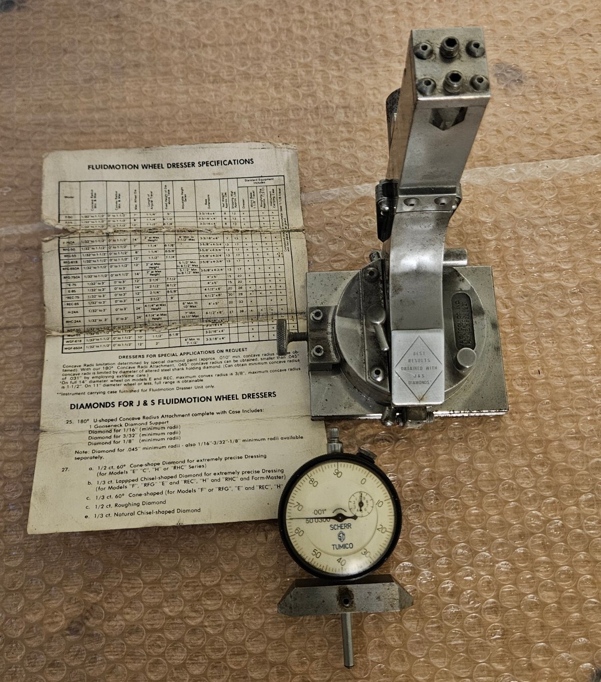 J&S Tool Co Radius Angle Grinding Wheel Dresser USA Machinist Tool