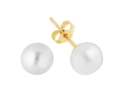 5,56 ct Natur weiße Perle Ohrstecker Ohrringe 585 14 k Gelbgold Echt Gold 7 mm