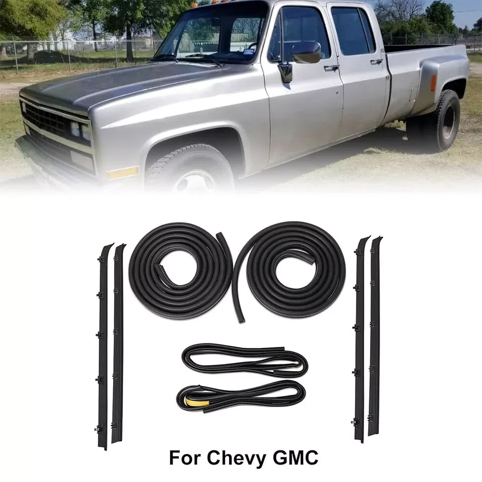 Front Door Window Molding Rubber Trim Seal Weatherstrip Kit for Chevy GMC 81-91 Foto 3 de 4