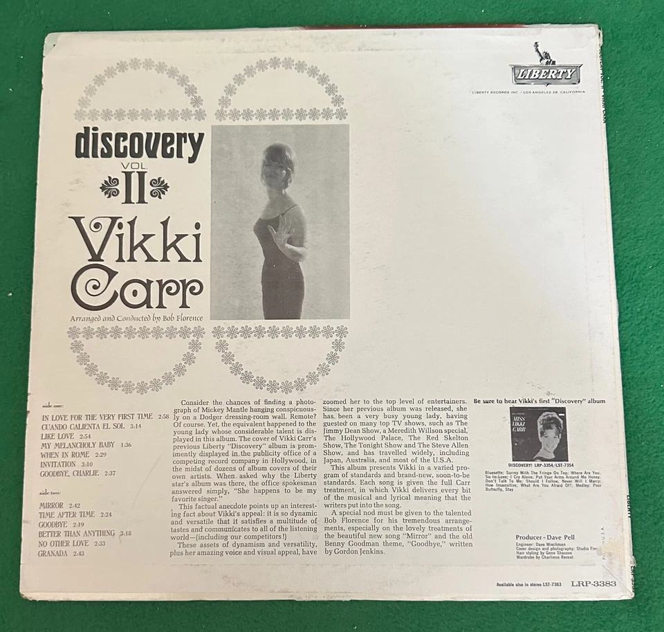 5 Vikki Carr Vinyl LP_Discovery Vol II_ At The Greek Theater_It Must Be Him. - Image 3 of 4