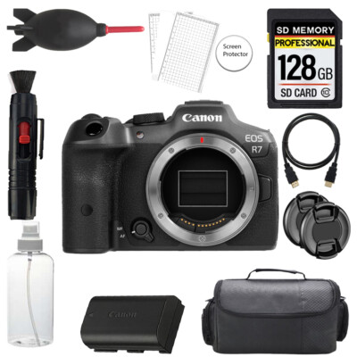 Canon EOS R7 Mirrorless Camera + 128GB + Bag+ Screen Protector- Basic Kit
