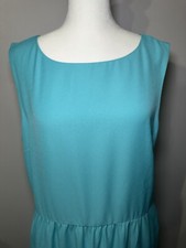 J. CREW Turquoise Sleeveless Ruched Crepe Tank Dress Size 12 Outdoors, Brunch