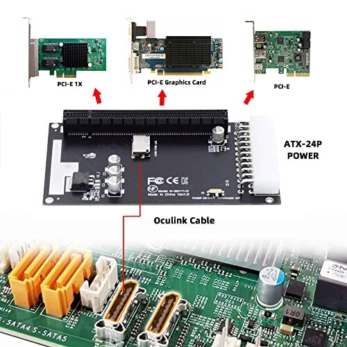 KALEA-INFORMATIQUE Carte contrôleur PCIe x4 vers Oculink SFF-8612 pour SSD avec Cordon 1m 68Pin SFF-8639, équerres Low et High Profile