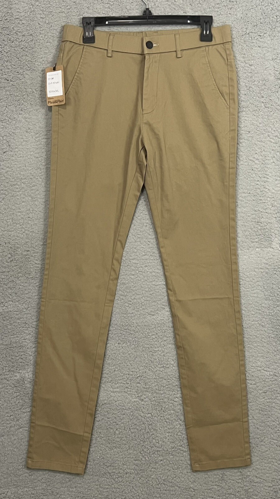 NWT Plaid and Plain Men's Skinny Fit Khaki Chino Dress Pants Sz 30x34
