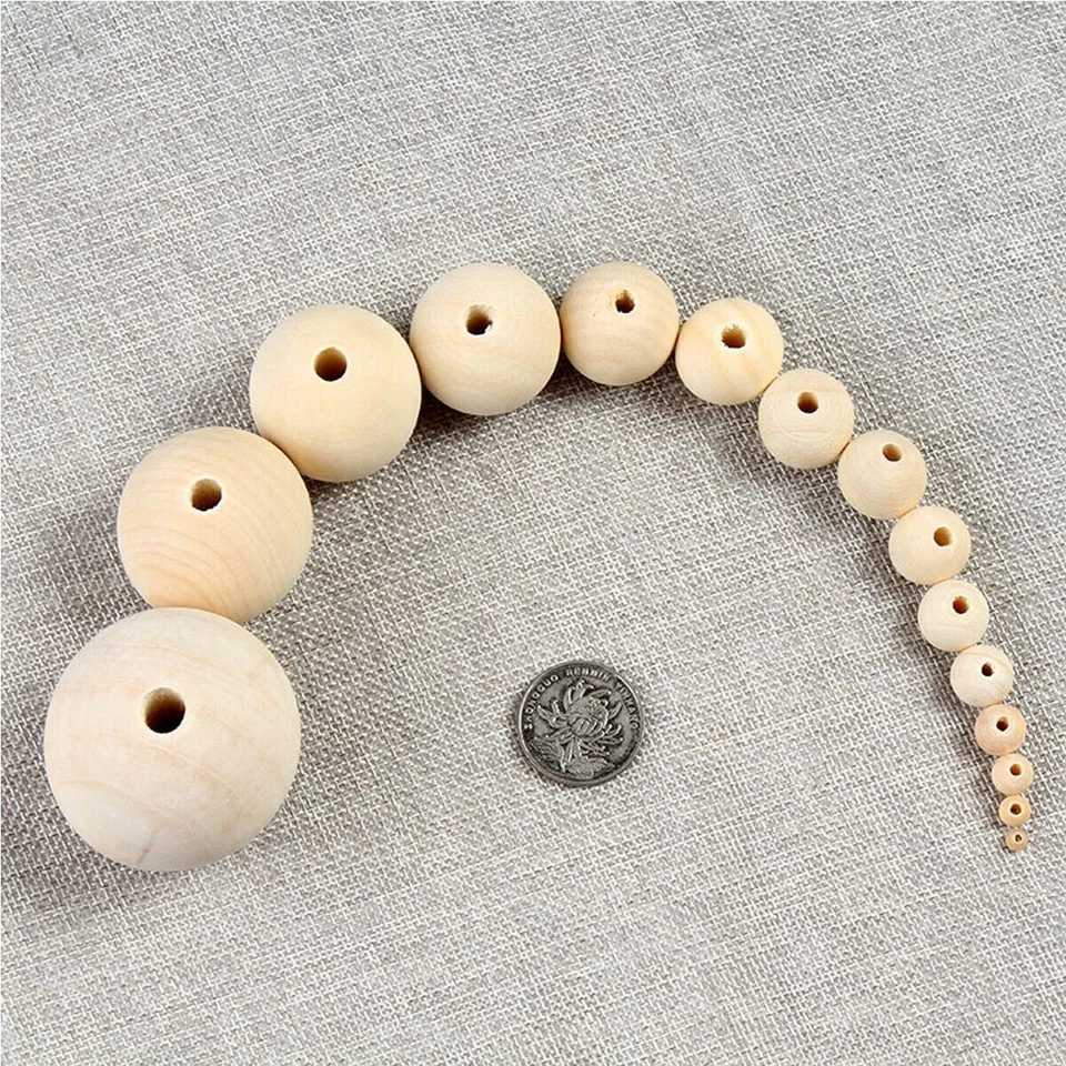 200 X 12mm Natural Wood Bead Unpainted Unfinished round Wooden Beads Spacer Ball - image 4 of 4