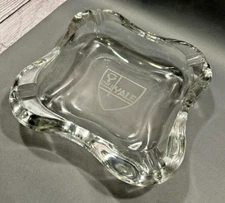 Towne & Yale Mfg. Clear Thick Glass Art Deco Vintage Ashtray - 8" x 8" - Rare