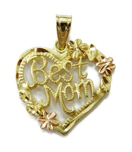 14k Yellow Gold Diamond Cut Best Mom Charm Necklace Pendant ~ 1.2g | eBay