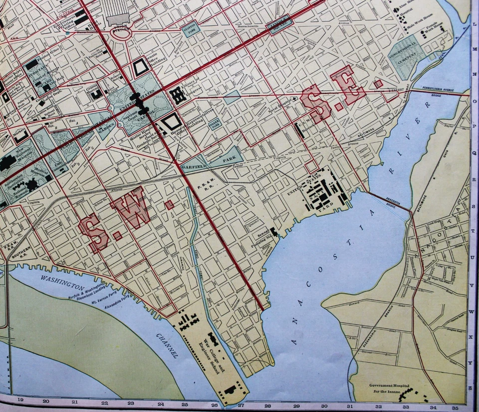 RAND MCNALLY COMMERCIAL ATLAS MAP PAGE WASHINGTON D.C. CITY STREET ROAD MAP 1913 - Image 3 of 4