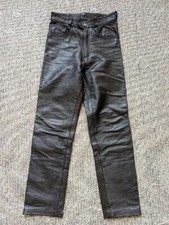 1990s vintage MOTORCYCLE leather pants 26x30 black jeans harley