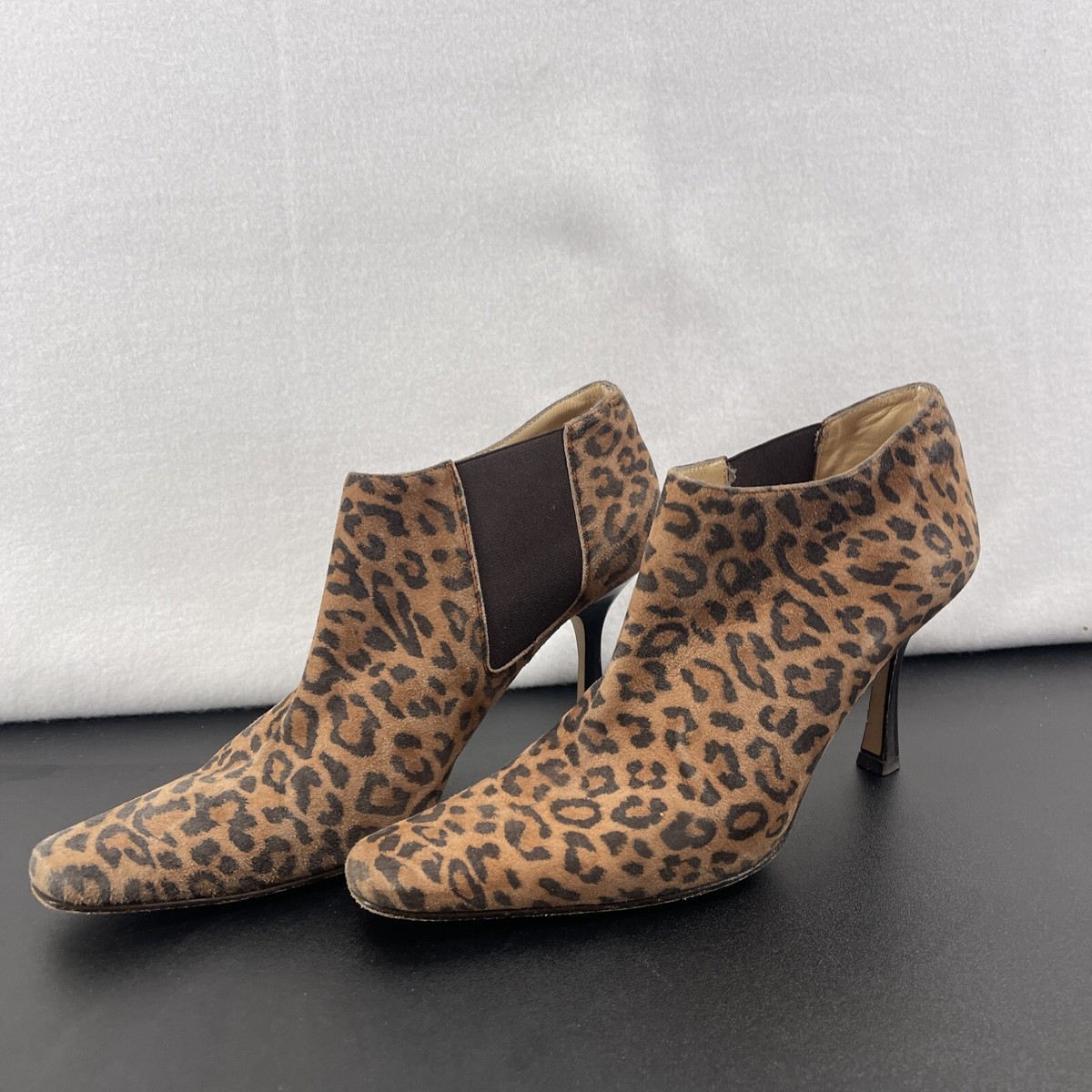 Issac Mizrahi Leopard Print Booties Ankle Pull On Bootie Skinny
