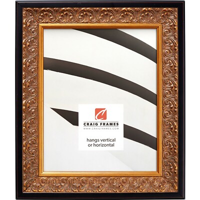 Craig Frames Furio, 1.75 Inch Wide Distressed Black and Gold Picture Frame