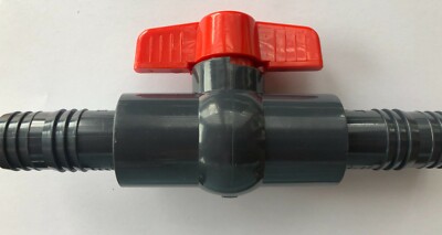 PVC Kugelhahn mit Schlauchtülle 2 Wege  in 8 10 12 16 20 25 32 38 40 50 63mm