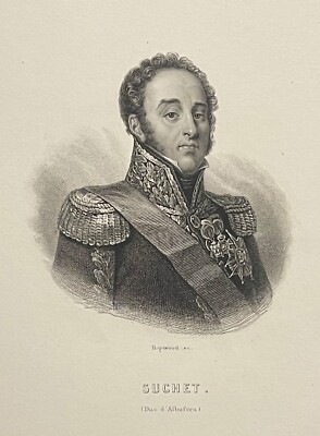 Marshal D 'em Schlimmer Suchet Duc D´Albufera Land- D'Spanien Gravur Hoowood