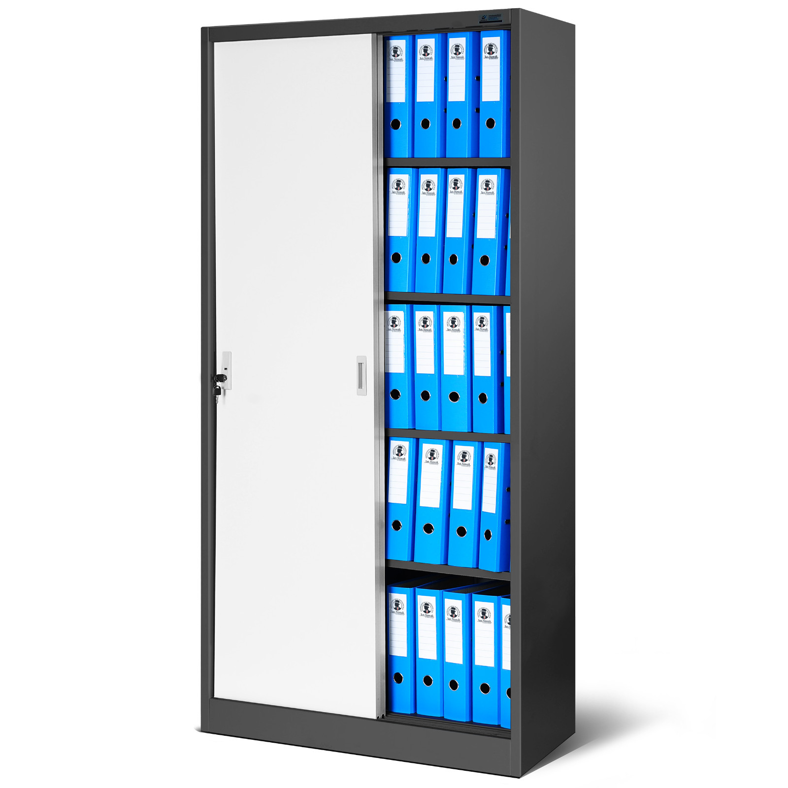 Armario de Oficina con Puertas correderas Armario metálico 4 estantes