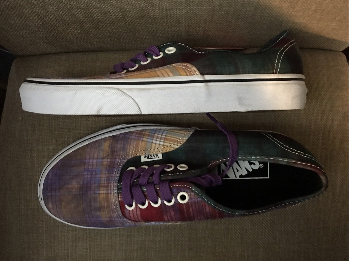 Vans Authentic Womens 8 Men's 6.5 Tie-Dye Plaid Shoes Purple