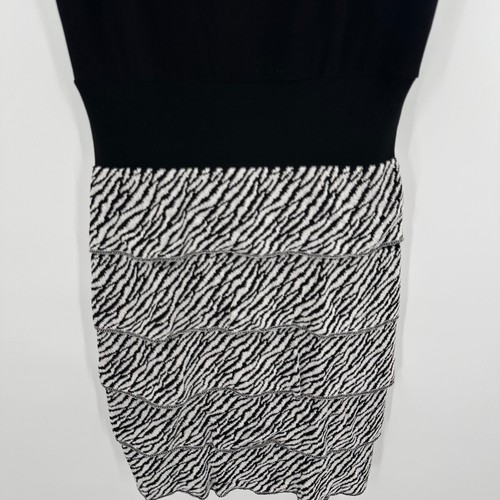Joseph Ribkoff Sheath Fitted Dress Sz 6 Black White Ruffle Cowl Neck Sleeveless - Picture 3 of 12