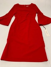 New Calvin Klein Dress Long Sleeve Red 4 Women's A91