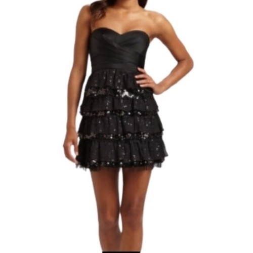 BCBGMAXAZRIA BLACK AVIA TIERED COCKTAIL 