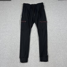 Public Record Men's Sz M Black Joggers Drawstring Zipper Pocket Read
