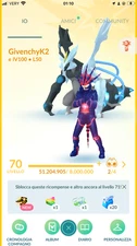 Account level 70/high cp pokemon and rare/99 raid pass/also mega rayquaza 