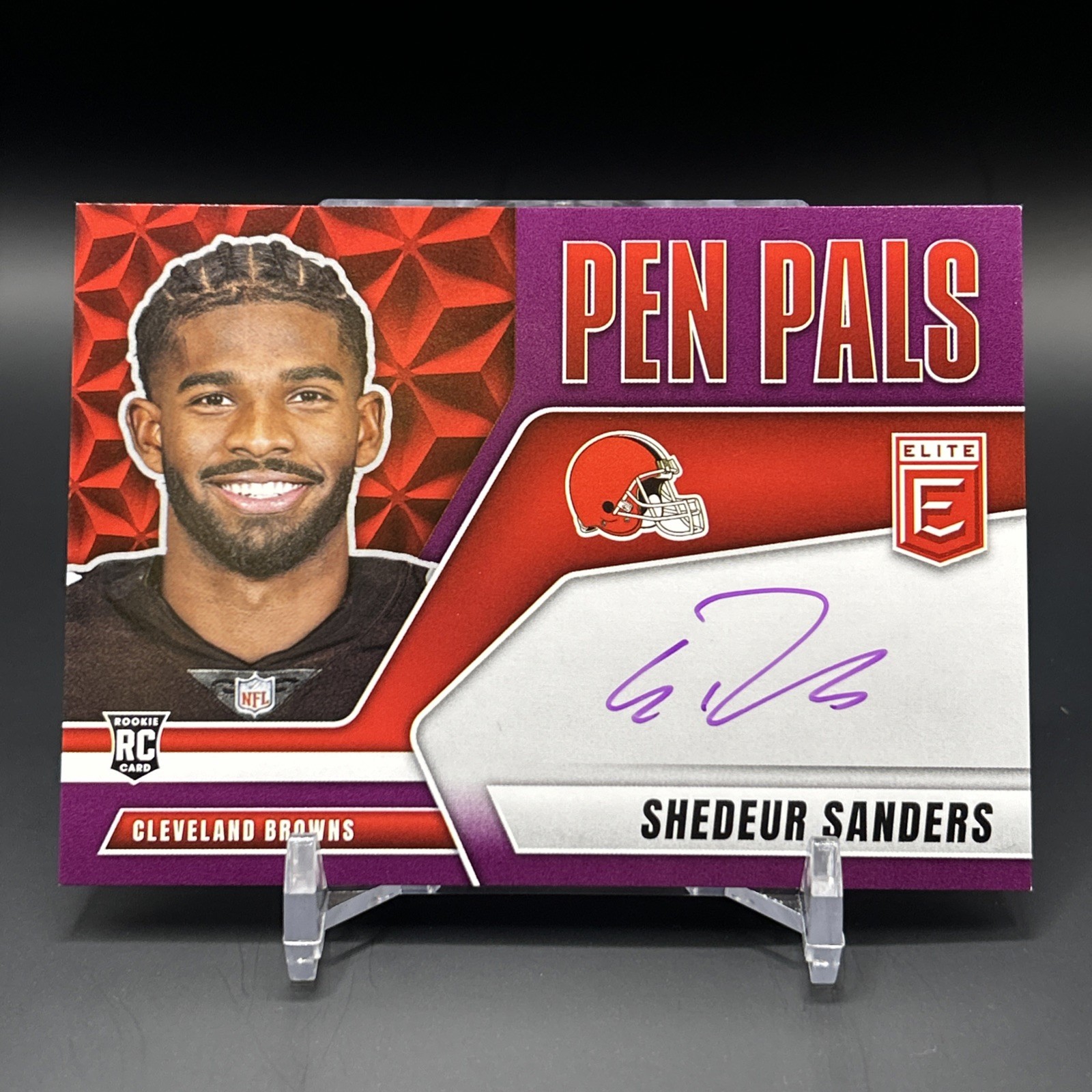 SHEDEUR SANDERS 2025 Donruss Elite Pen Pals (RC) SSP Purple Ink On-Card Auto 