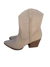 Dolce Vita Womens Karyn? COWBOY Western BOOTS IVORY Size 8 NWOB Boho Festival