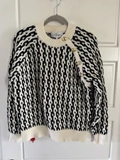 derek lam 10 crosby Women’s Black Ivory  Sweater Size M $495