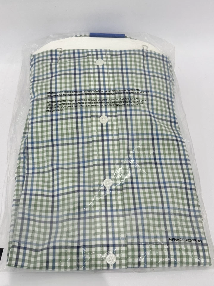 Haggar Premium Comfort Slim Fit Mens Dress Shirt Sage Gingham 15-15.5 34-35 NWT - Image 2 of 4