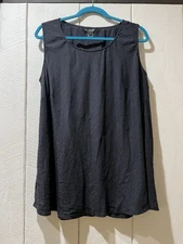 Citron Santa Monica 100% Silk Black Tank Top Women’s Plus 1X 