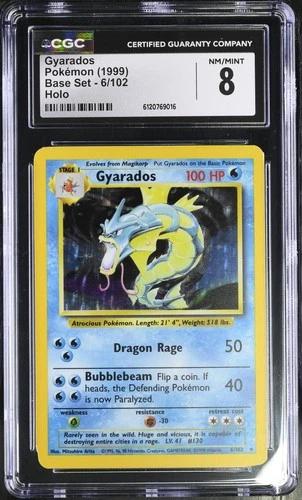 CGC 8 Gyarados 6/102 Holo Base Set Pokémon Card
