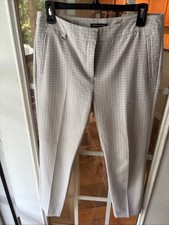 Adrianna Papell Kate Fit White And Grey Geometric Printed Pants Size 8
