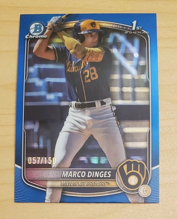 2025 Bowman Chrome Prospects Marco Dinges #BCP-183 Blue Refractor /150 (RC)