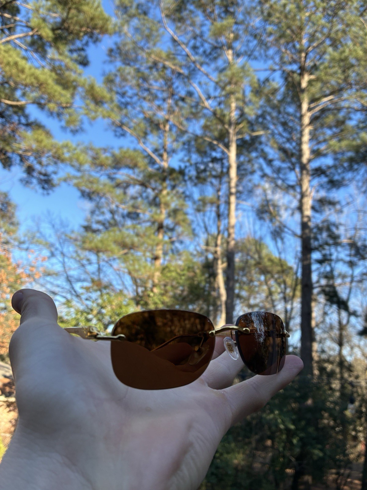 Cartier Rimless Rectangular Frame Glasses with Ca… - image 1