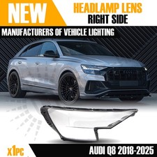 FOR AUDI Q8 RIGHT SIDE FRONT HEADLIGHT HEADLAMP LENS COVER 2018-2024 UK